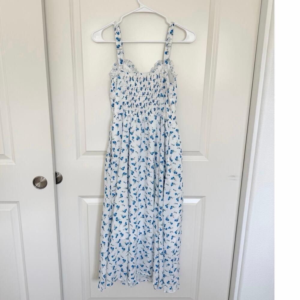 NWT Scarlett Darkness Hottest Milkmaid Summer Floral Dress White Blue Small - Picture 3 of 7